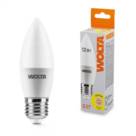 Светодиодная лампа 12Вт 3000K Е27 Wolta 25YC12E27