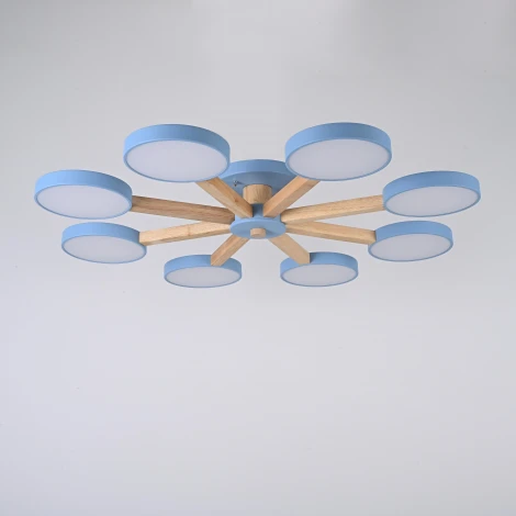 Потолочная люстра Wi-Fi на штанге Turna 8 Blue By ImperiumLoft Turna01 (LED, 220V, пульт управления, голосовое управление, умный дом - Алиса)