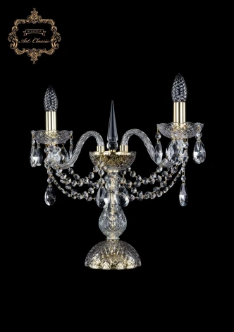 Интерьерная настольная лампа Art Classic 12.12 12.12.2.141-37.Gd.Sp (220V, хрусталь, подвески, подсвечник, свеча)