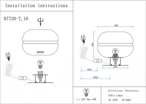 Настольная лампа Kink Light Лаваль 07720-T,02(16) хром/серый E27 1*40W (220V, выключатель, круглые)