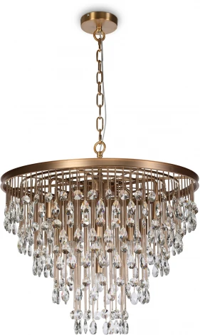 Подвесная люстра каскадная Maytoni Linn MOD091PL-09G (220V, хрусталь, подвески, на цепи)