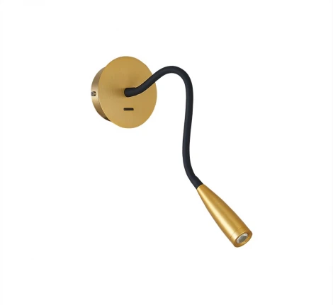 Настенный светильник на гибкой ножке с подсветкой для чтения Donolux Kaa W111044/1Brass (LED, 220V, выключатель)