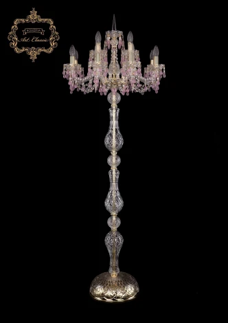 Торшер Art Classic 13.24 13.24.8+4.200.h-165.Gd.V7010 (220V, хрусталь, подвески, подсвечник, свеча, под старину)