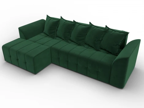 Диван угловой Лига-113 угол левый (ДСП,Велюр/Зеленый) Лига Диванов 136723L