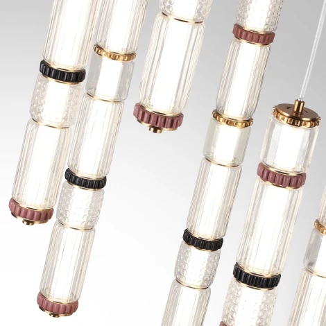 Потолочная люстра каскадная Odeon Light Collier 5455/210L сатин.латунь/терракот/черны LED 210W (30W*7) 4000K