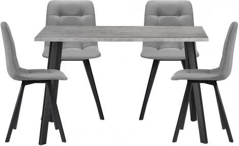 Обеденная группа Notta Эделин (Металл/Велюр, Черный/Серый) 524297