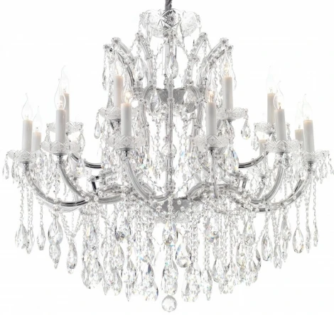 Подвесная люстра большая iLamp Diamond 6071-18 CR+CL (220V, на цепи, подсвечник, свеча)