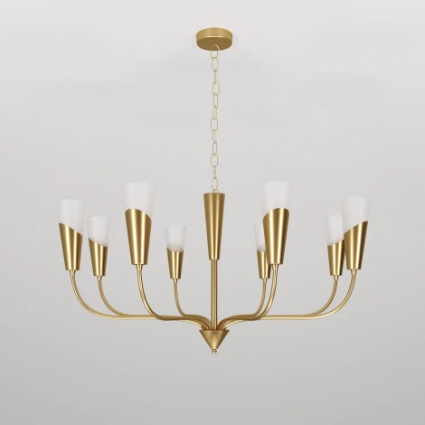 Подвесная люстра Wi-Fi Eurosvet Rhyton 60167/8 латунь (220V, управление смартфоном, голосовое управление, умный дом - Minimir Home, Алиса, Маруся, Салют, на цепи)