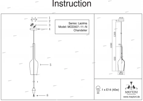 Подвесной светильник Maytoni Lacrima P007-PL-01-N
