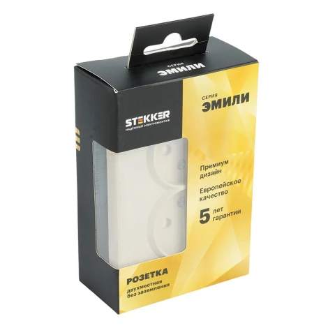 Розетка без заземления со шторками (кашемир, soft touch) Stekker Эмили 49903