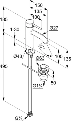 Смеситель Kludi Bozz 382800576 для раковины