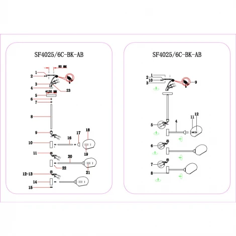 Потолочная люстра Seven Fires Menfi SF4025/6C-BK-AB