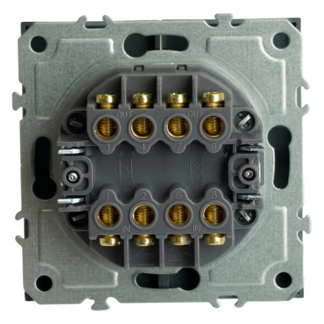 Переключатель двухклавишный перекрестный (черный уголь, soft touch) Stekker Эмили 50167