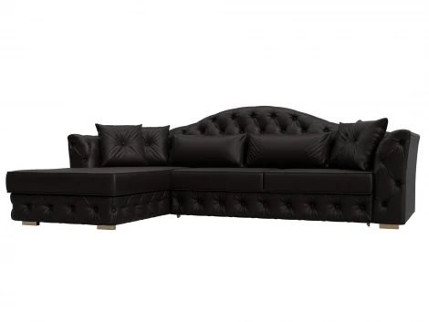 Диван угловой Артис левый угол (Брус,Рейка/Пластик/Экокожа/Коричневый) Лига Диванов 128030L