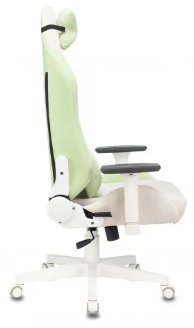 Кресло игровое Zombie EPIC PRO Fabric белый/зеленый с подголов. крестовина пластик пластик белый