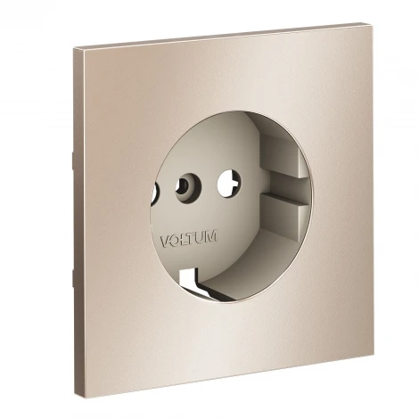 Накладка для розетки с заземлением (платина) Voltum S70 Metal VLSM000610