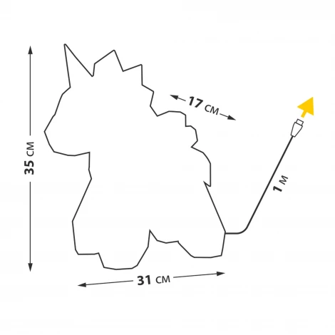 Светильник декоративный «Единорог», с USB проводом, 60 светодиодов. RGB свет, цвет корпуса радужный Uniel ULD-R503 USB/RGB UNICORN