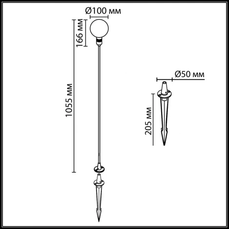 Уличный светильник Odeon Light Dande 7121/2GLB металл/стекло IP65 LED 2W 24V (шар)