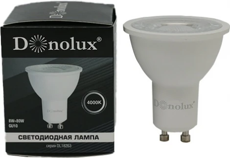 Светодиодная лампа 8Вт MR16 220В GU10 4000K Donolux DL18263N8GU10
