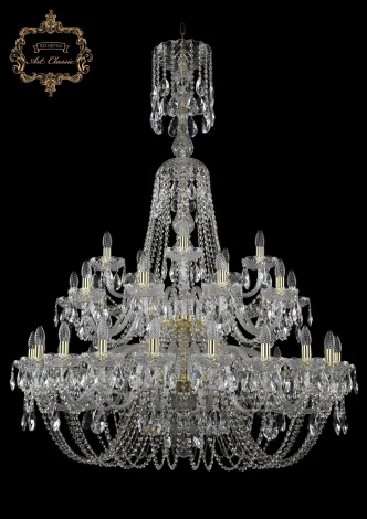 Подвесная большая люстра Art Classic 11.11 11.11.20+10+5.400.2d.XL-153.Gd.Sp (220V, хрусталь, на цепи, подсвечник, свеча)