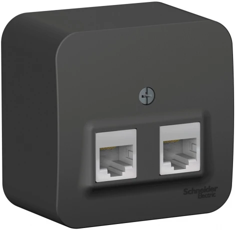 Розетка накладная двойная Ethernet RJ-45 (антрацит) Systeme Electric Blanca BLNIA045456