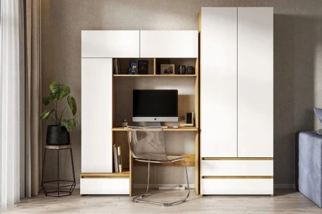 Стол компьютерный Арника Некст 1, Дуб Золотой, Белый