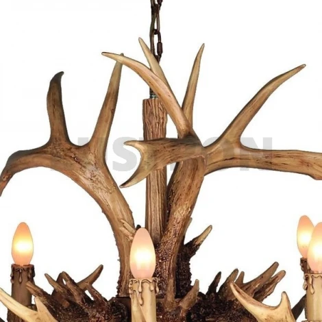 Подвесная люстра Omnilux Loureiro OML-52003-08 (220V, на цепи, подсвечник, свеча, рога)