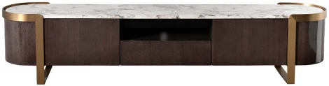 Тумба под телевизор Garda Decor 58DB-TV20047 (Золото/Темное дерево,Белый мрамор)