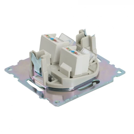 Розетка Ethernet RJ-45 двойная (серебро) Stekker Катрин 50005