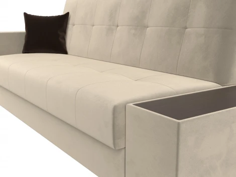 Диван-книжка Лига-020 стол справа (Бежевый,Коричневый/Микровельвет) Лига Диванов арт.118490