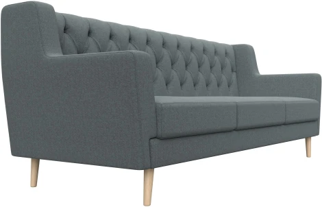 Диван кухонный прямой Брайтон 3 Люкс (Серый/Рогожка) Лига Диванов арт.122454