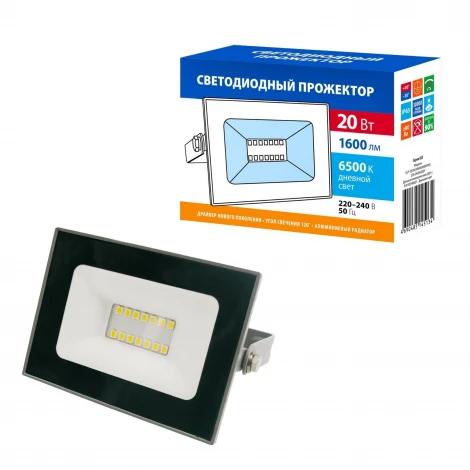 Прожектор уличный светодиодный ULF-Q516 20W/6500K IP65 220-240В GREY картон Volpe