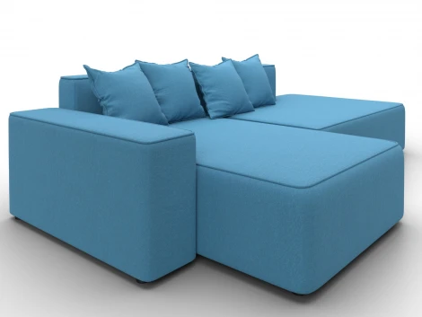 Диван угловой Лига-079 угол левый (ДСП/Пластик/Рогожка/Голубой) Лига Диванов 129814L