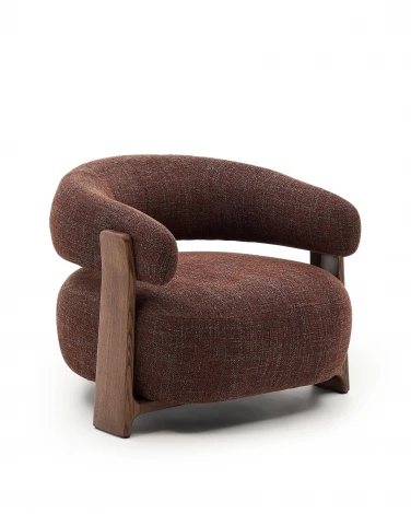 Granite Кресло из коричневого шенилла и массива ясеня в отделке орех арт.207787
