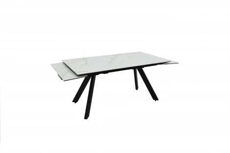 Стол Монако новый, Керамогранит, Черный матовый муар/Грэйс вайт Аврора 102201