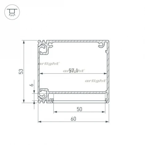 Профиль BOX60-SIDE-2000 ANOD (Алюминий) 017353 Arlight