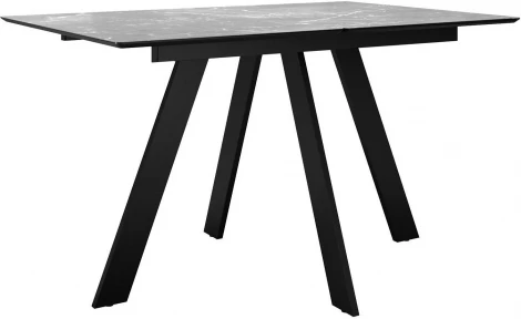 Стол DikLine DKD120, керамика 120(160)х80, мрамор серый матовый, опоры черные (2 уп.) арт.00-00076074