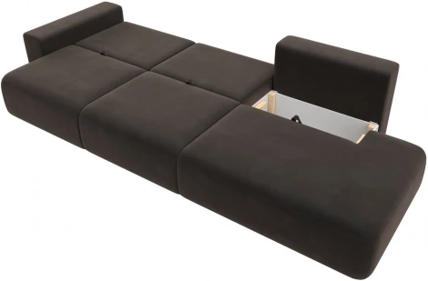 Диван прямой Лига-036 НПБ Модерн Лонг подлокотник слева (Коричневый/Велюр) Лига Диванов арт.121360L
