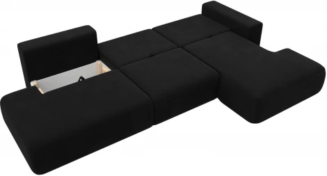 Диван угловой Лига-036 НПБ Модерн Лонг правый угол (Черный/Микровельвет) Лига Диванов арт.121416