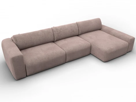 Диван угловой Лига-066 НПБ Лонг угол правый (ЛДСП,Фанера,Брус,Велюр/Бежевый) Лига Диванов 131226