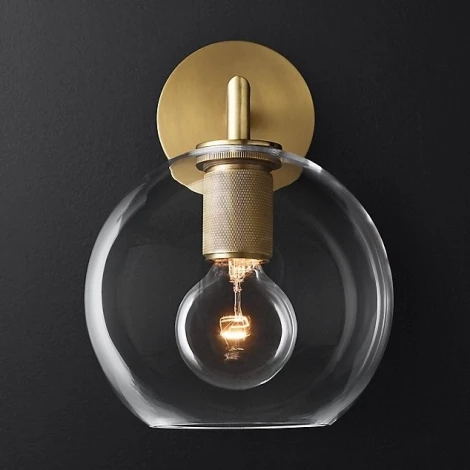 Бра Rh Utilitaire Globe Shade Single Sconce Brass ImperiumLoft 44,536 (123276-22) (220V, шар)