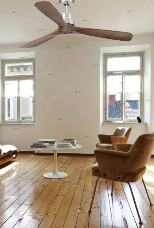 Вентилятор потолочный с пультом управления Faro Lantau, 3 лопасти, никель, орех