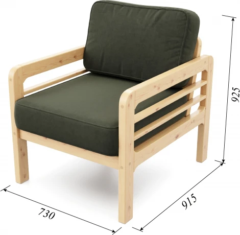 Кресло Arsko Бергер сосна велюр зеленый