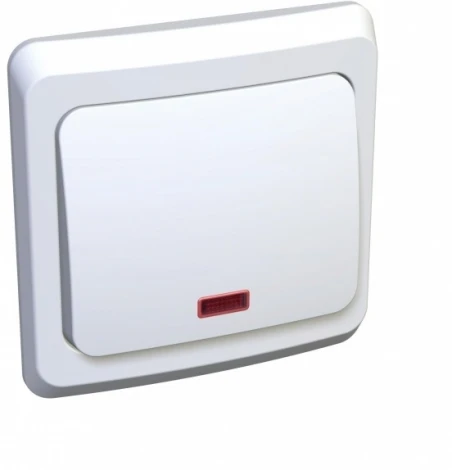 Выключатель встраиваемый одноклавишный с подсветкой (белый) Systeme Electric Этюд KC10-002B