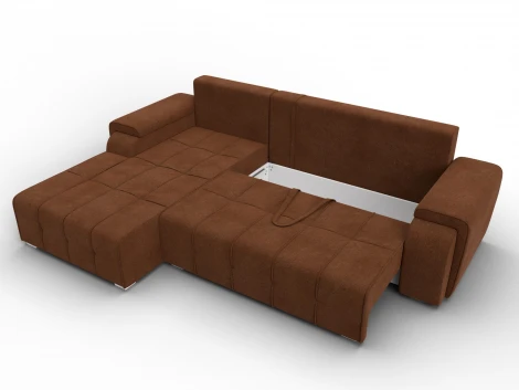 Диван угловой Лига-121 левый угол (ДСП,Брус,Велюр/Терракотовый) Лига Диванов 137353L