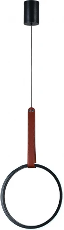 Подвесной светодиодный светильник Escada Alliance 10295/1LED Black 30Вт, кожа/металл/силикон, черный (220V, на проводе, кольцо)