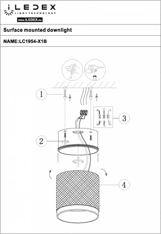 Точечный накладной светильник iLedex Delta 1955-10W-3000K-36 BK+SL (220V, круглые)