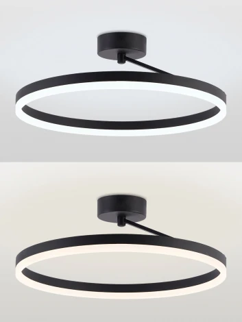 Потолочная люстра на штанге светодиодная с пультом ДУ 56W, черный, LED Natali Kovaltseva Finam LED LAMPS 81121/2C (регулировка яркости, 220V, кольцо)