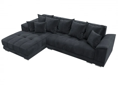 Диван угловой НордСтар левый угол (ДСП,Брус/Пластик/Велюр/Темно-серый) Лига Диванов 127943L