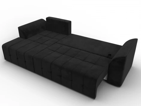 Диван угловой Лига-113 угол левый (ДСП,Велюр/Черный) Лига Диванов 136726L